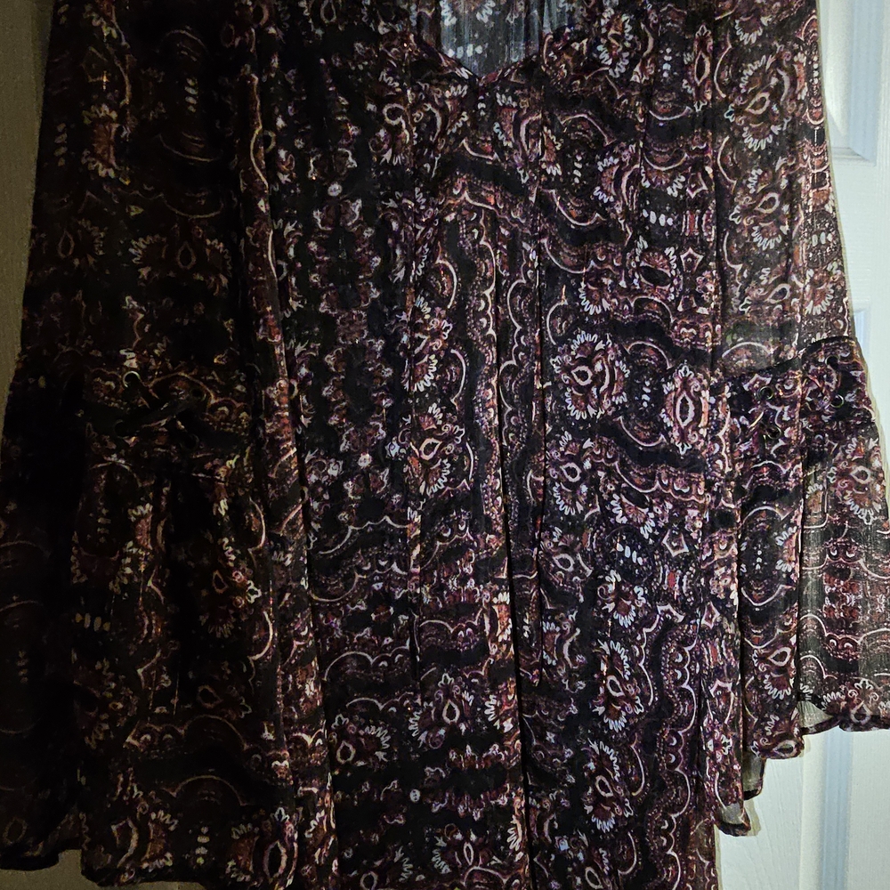 Style & Co. Black and Pink Patterned Blouse